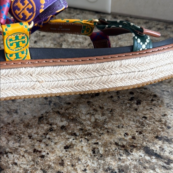 Tory Burch Green and Yellow Sandals Vibrant Straps - Picture 6 of 7